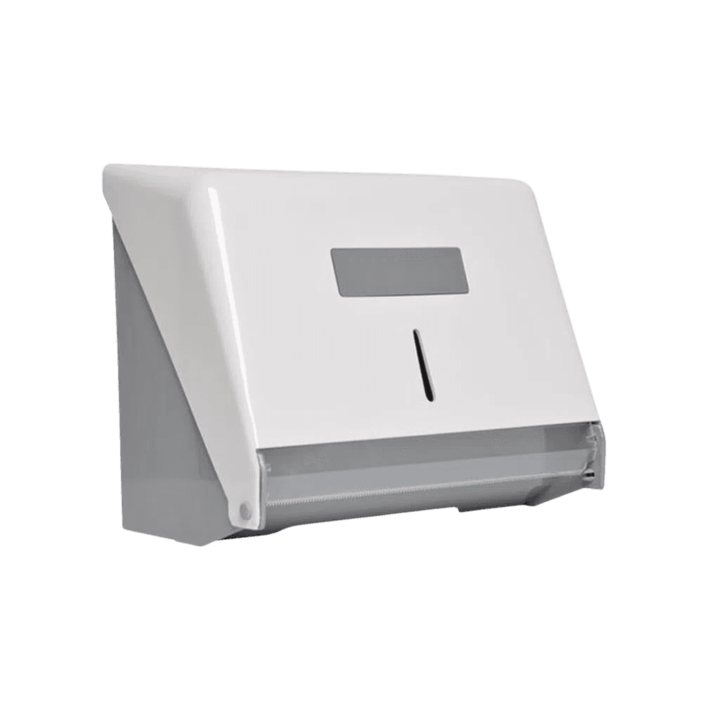 Produto Dispender Toalheiro Para Papel Bobina e Interfolha 2 dobras Branco/Cinza N8 JSN