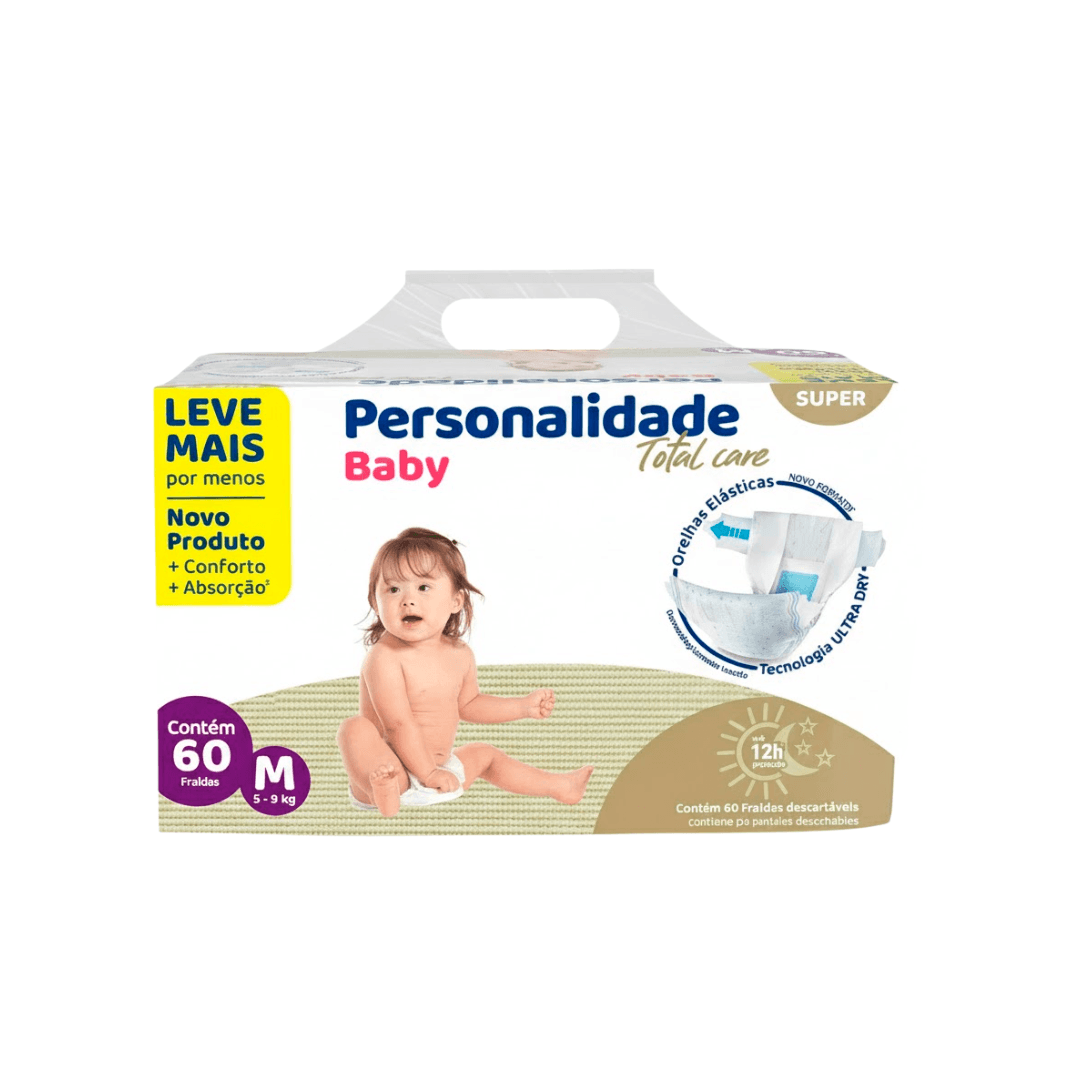 Produto Fralda Personalidade Baby Total Care com 60 Unidades M