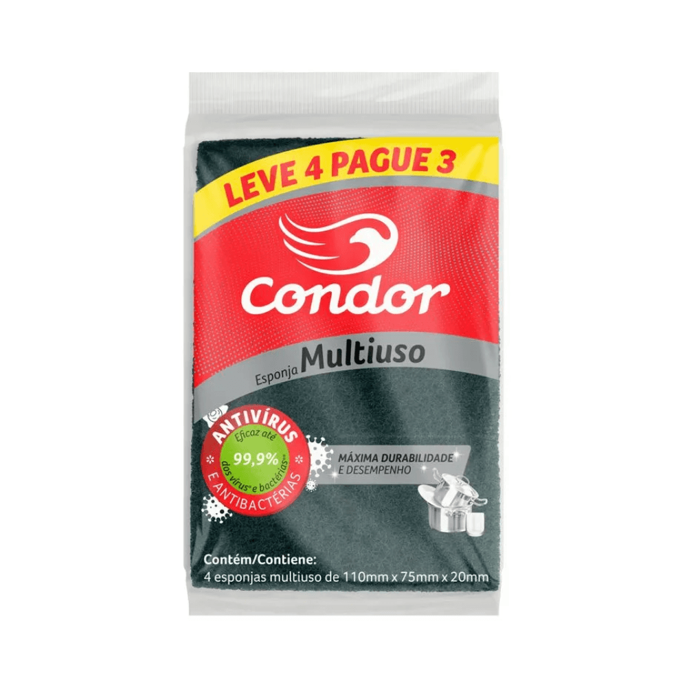 Produto Esponja Dupla Face Multiuso Condor Embalagem Promocional Leve 4 Pague 3