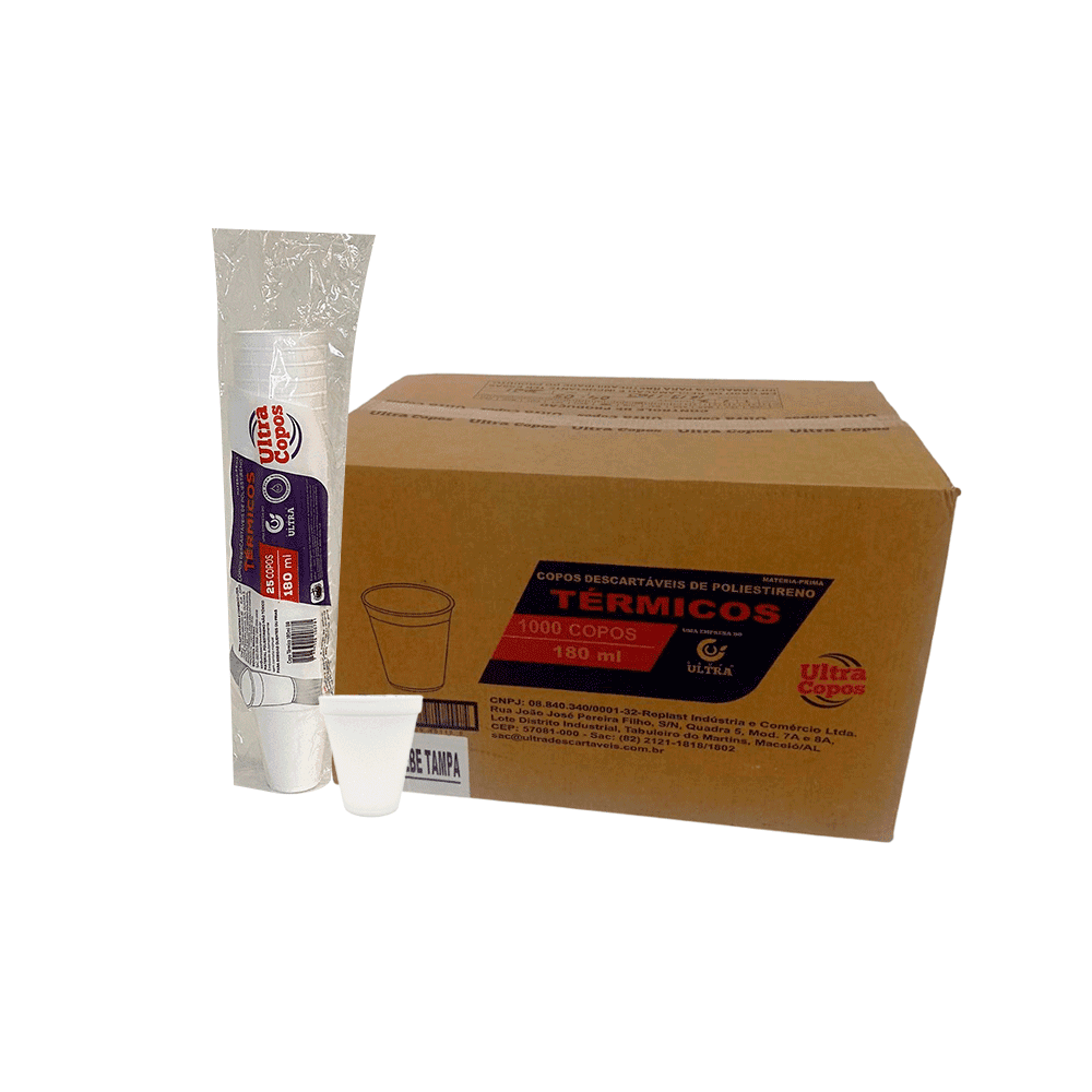 Produto Copo de Isopor 180ml Térmico Linha Replast Ultra 1.000 unidades