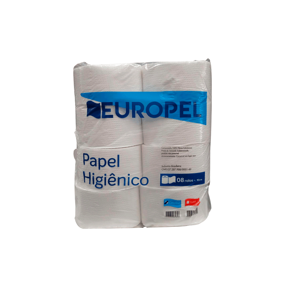 Produto Papel Higiênico Folha Simples 100% Celulose Europel 8 rolos