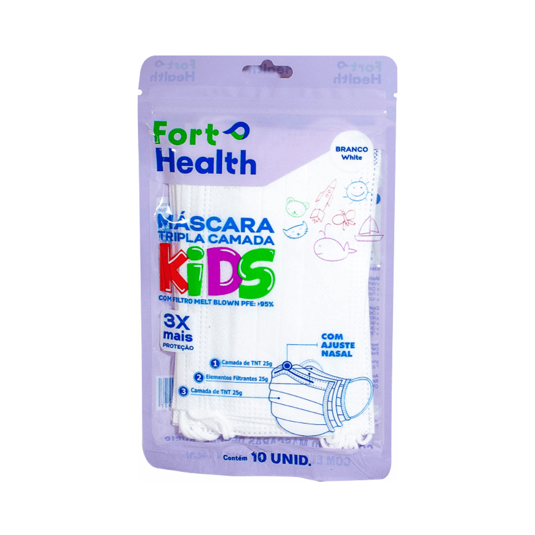 Produto Máscara Descartável tripla Infantil Fortflex com 10 unidades