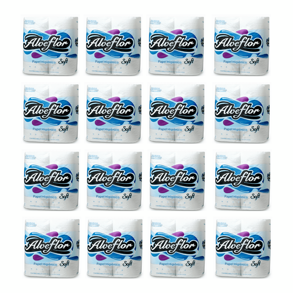 Produto Papel Higiênico Folha Simples Alveflor 16 pacotes com 4 rolos de 30m