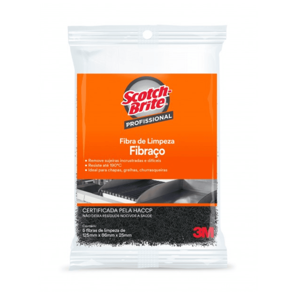 Produto Fibra de Limpeza Fibraço 3M™ Scotch-Brite™ Profissional 87x15mm - 5 Unidades