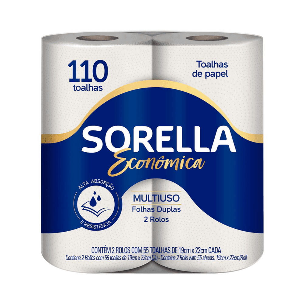 Produto Papel Toalha para Cozinha Sorella Economic Pacote com 2 Rolos