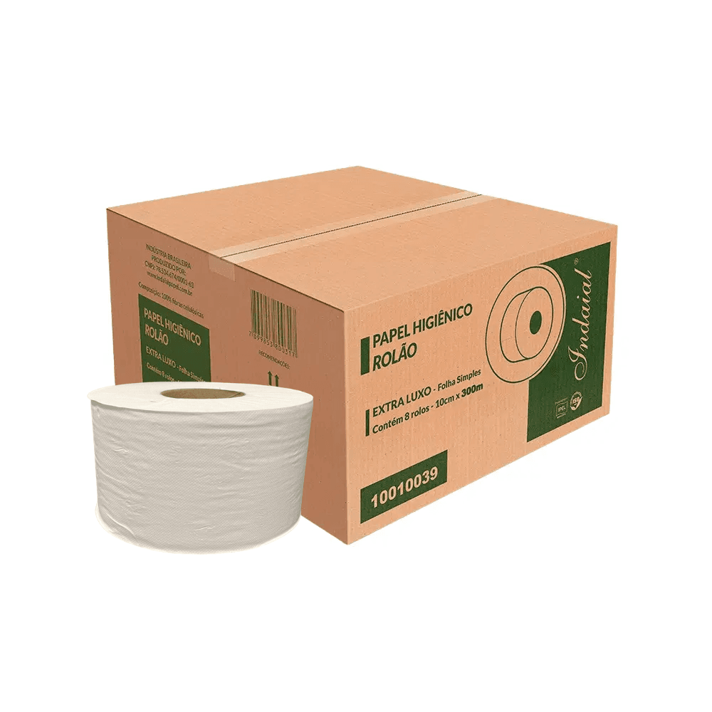 Produto Papel Higiênico Rolão Folha Simples 100% Celulose Indaial 8 rolos de 300m