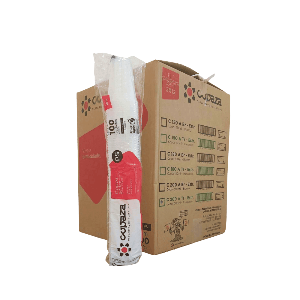 Produto Copo 200ml Translúcido Copaza 2.500 unidades
