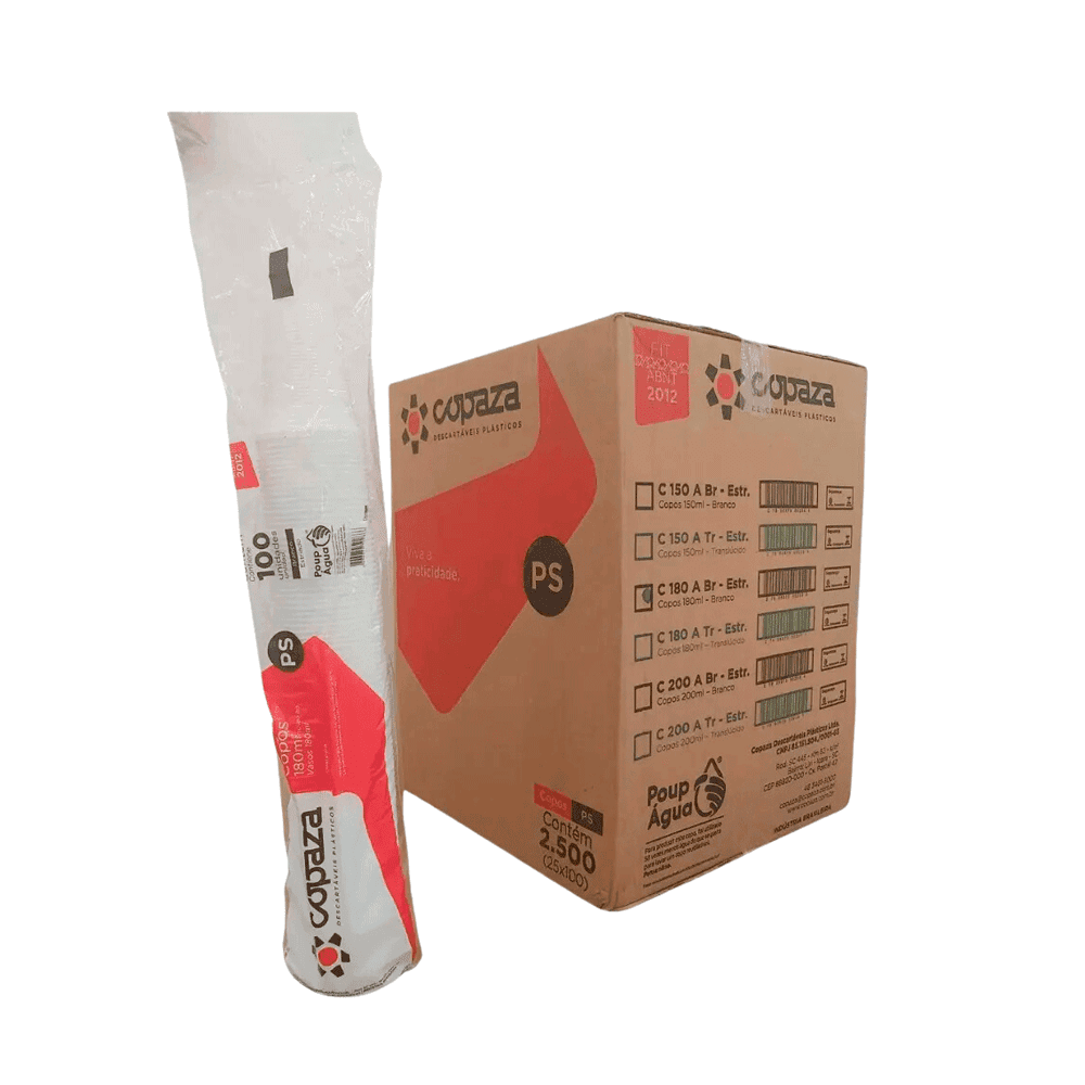 Produto Copo 180ml Branco ABNT 2012 Copaza 2500 unidades