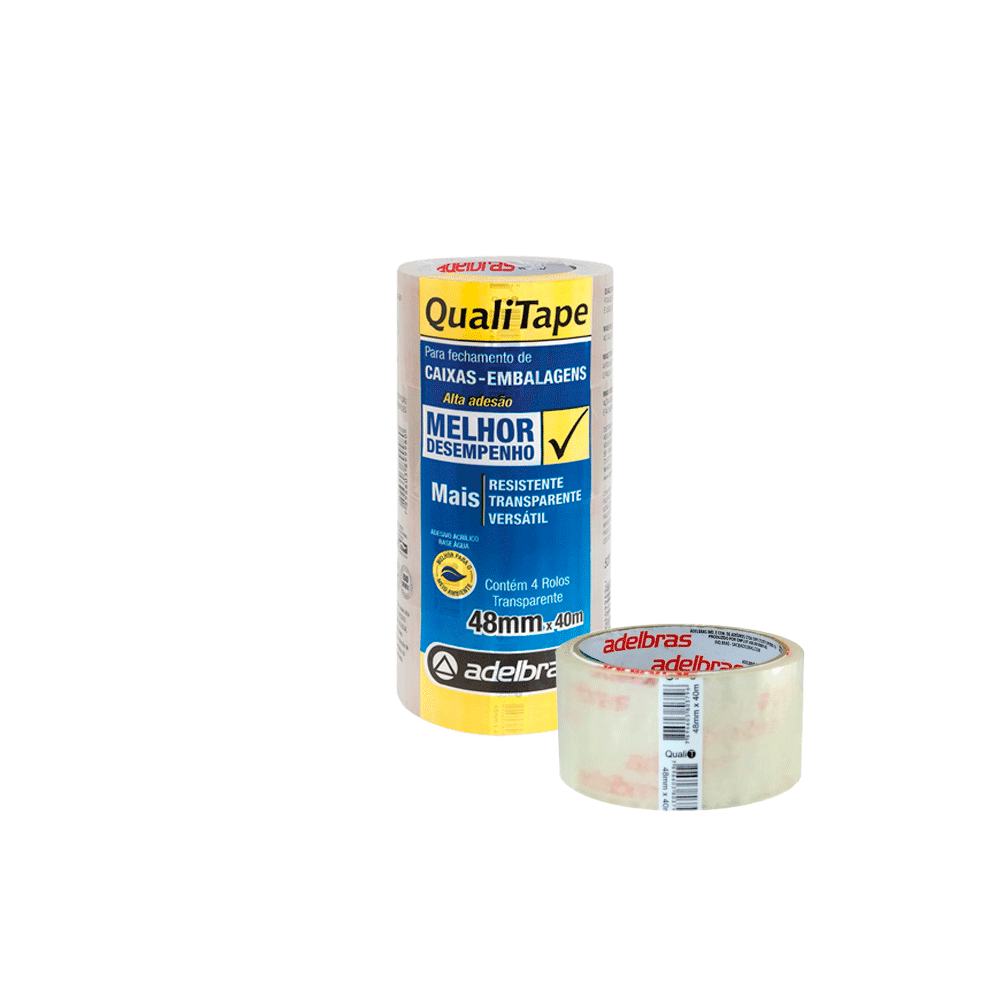 Produto Fita para Embalagens Qualitec Adelbras 48mmx45m Transparente 4 Rolos