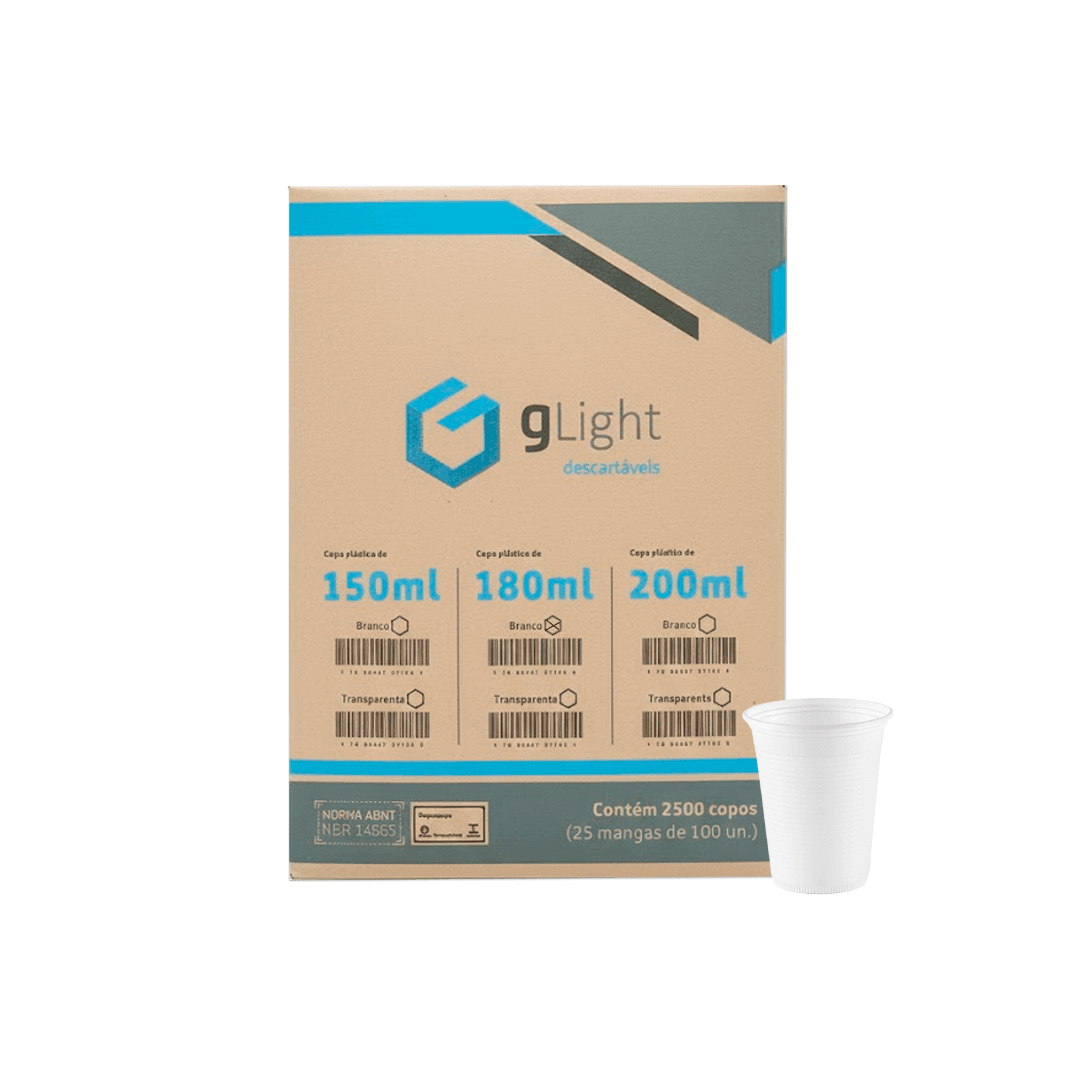 Produto Copo 180ml Glight Branco PS 2500 Unidades