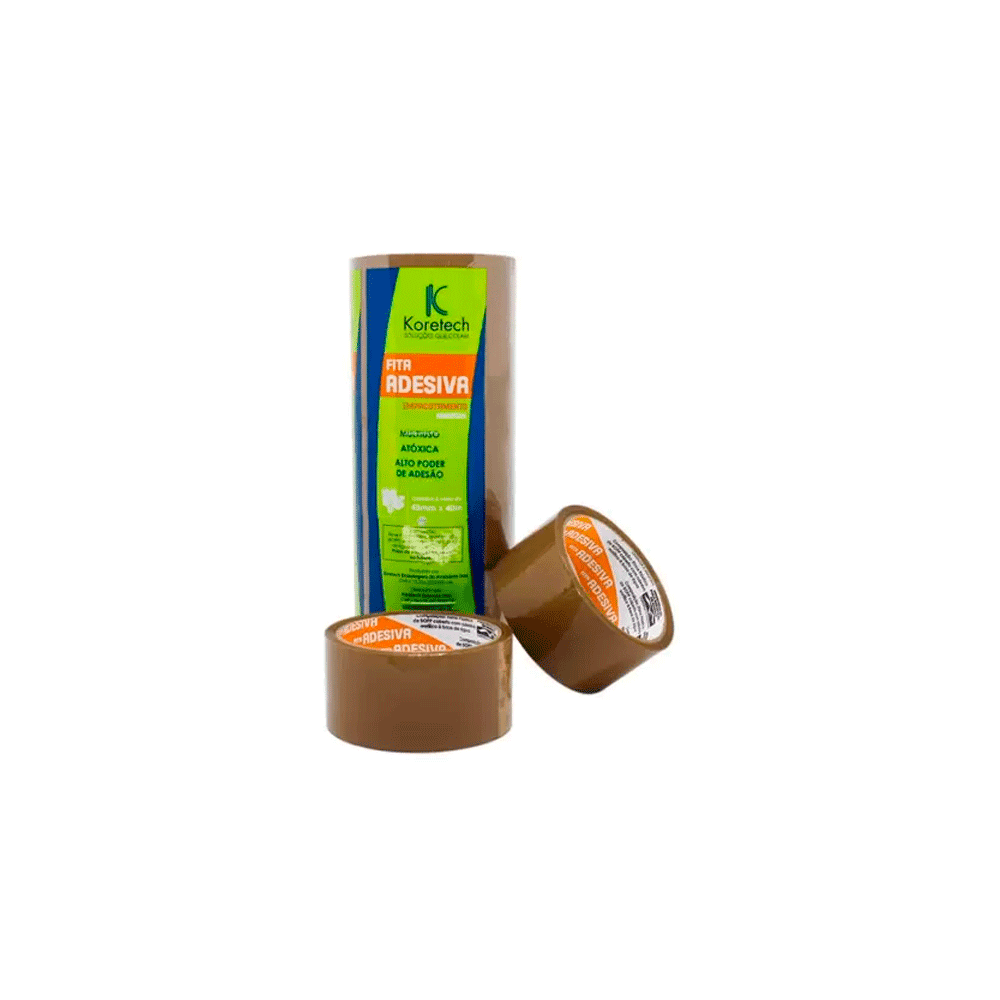 Produto Fita Adesiva Koretch 48mmx45m Marrom 5 Rolos