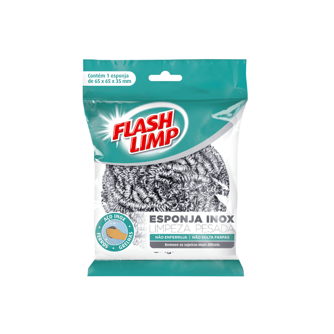 Produto Esponja Inox Limpeza Pesada Flash Limp