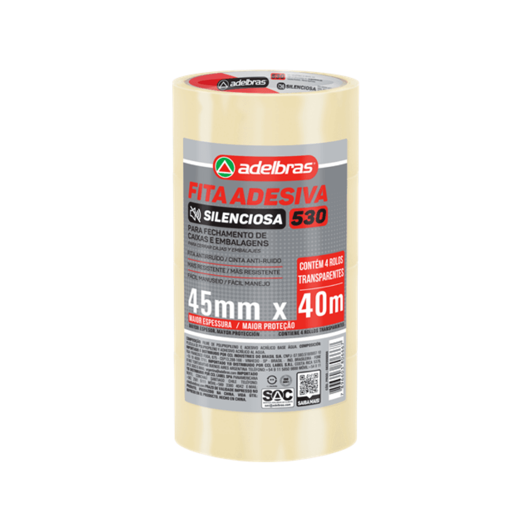 Produto Fita Adesiva Transparente 45mm x 40m Silenciosa Adelbras