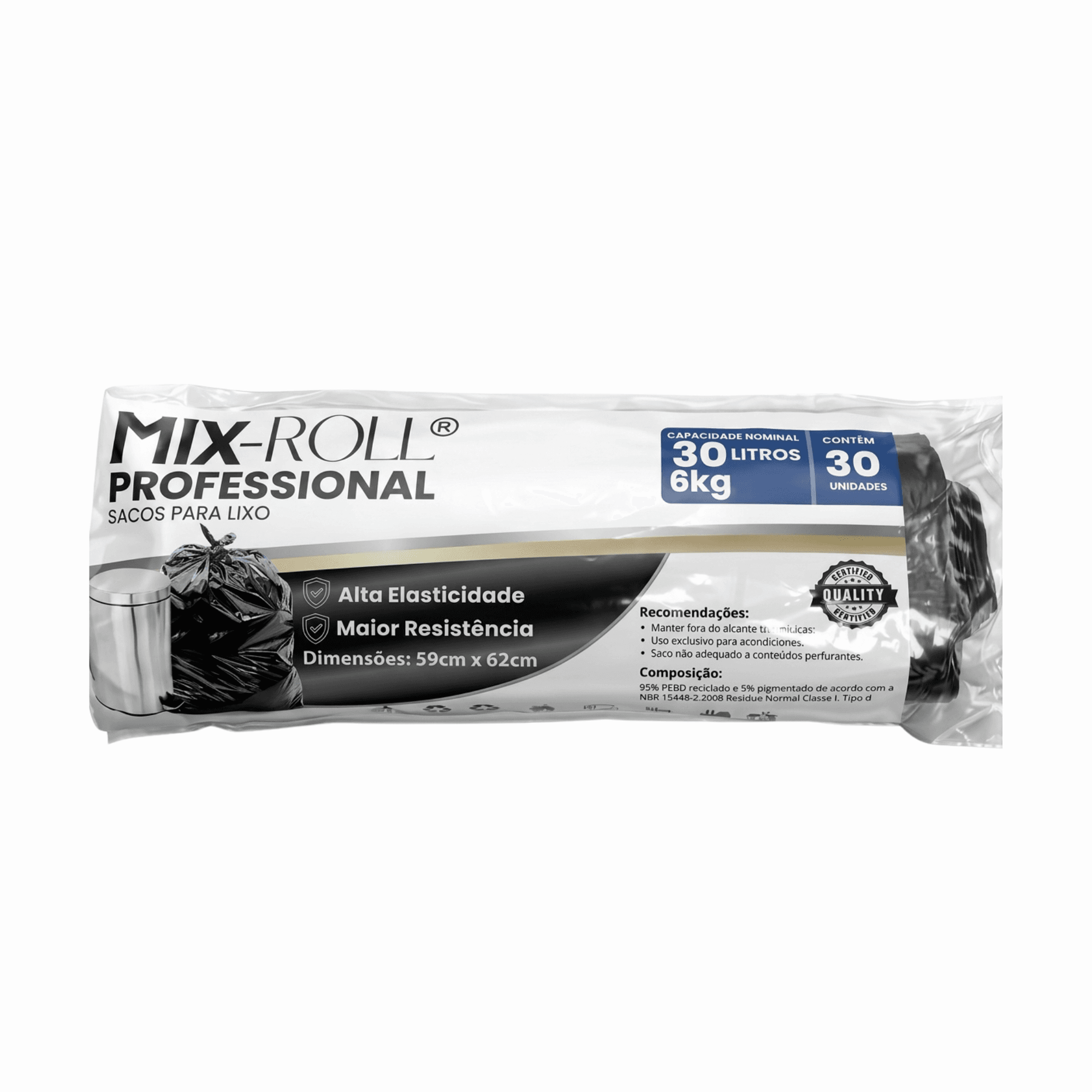 Produto Saco para Lixo 30L com 30 Preto Mix Roll