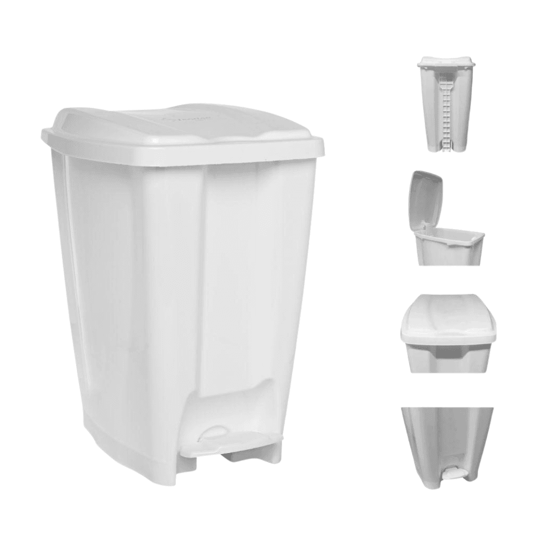 Produto Lixeira 7L Quadrada com Pedal Branca Jaguar