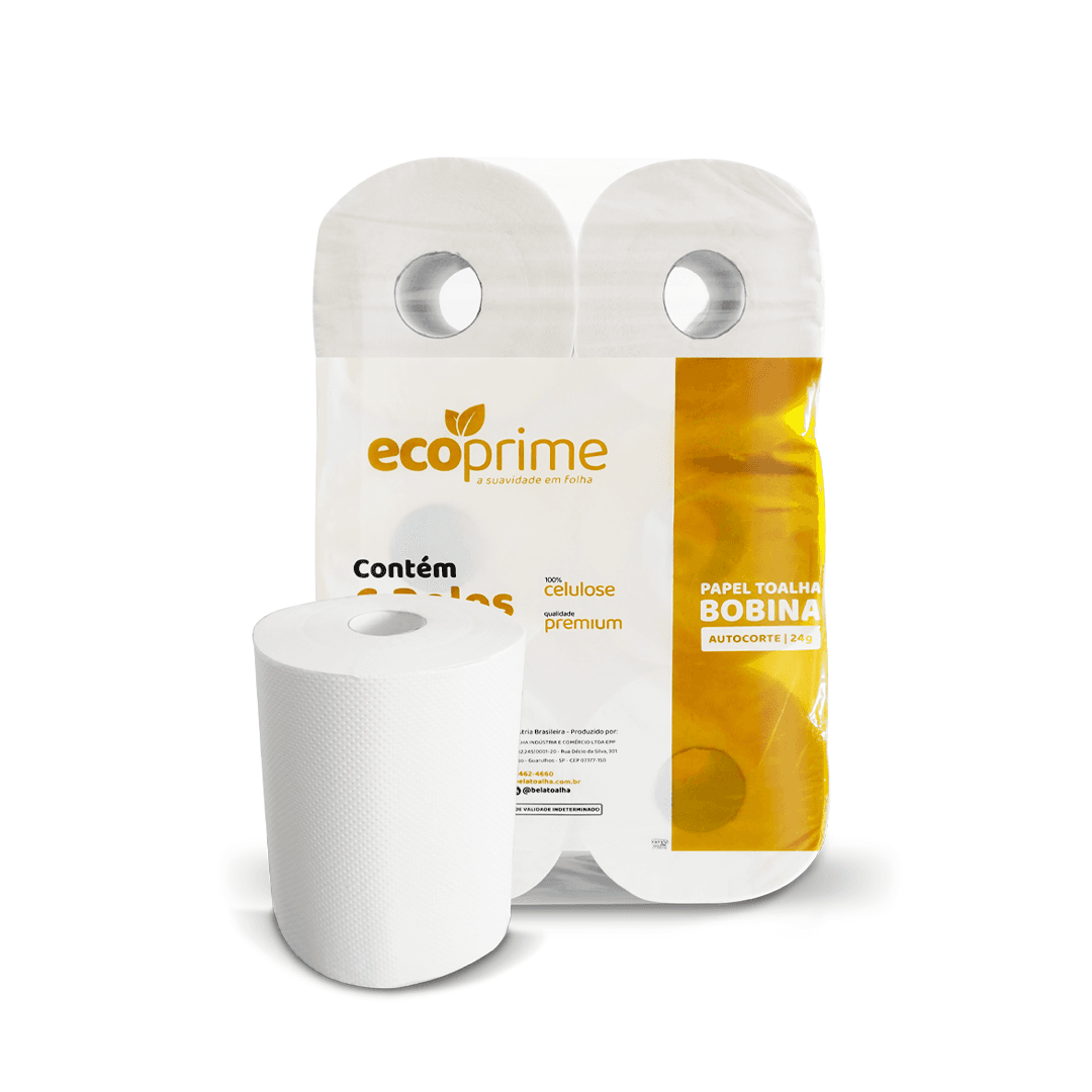 Produto Papel Toalha Bobina Ecoprime 6 Rolos de 200 Metros