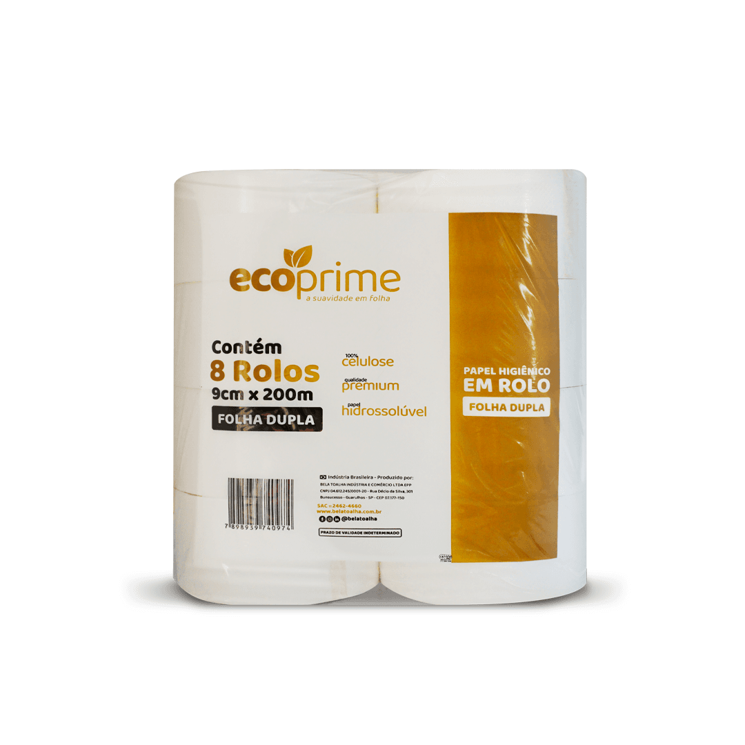 Produto Papel Higiênico Rolão Ecoprime 8 Rolos de 200 Metros