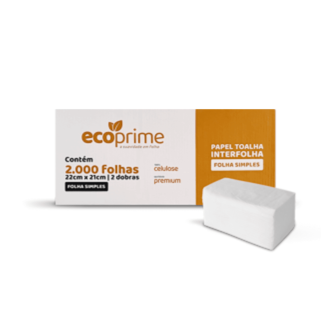 Produto Papel Interfolha Ecoprime C/ 2000 Folhas de 2 Dobras Folha Simples